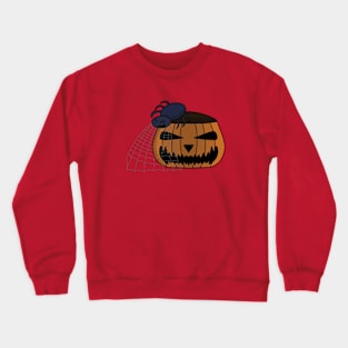 Spider in the web in the halloween pumpkin Crewneck Sweatshirt